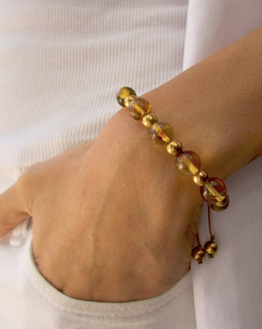 PULSERA DE AMBAR ESFERAS ESFERAS AJUSTABLE