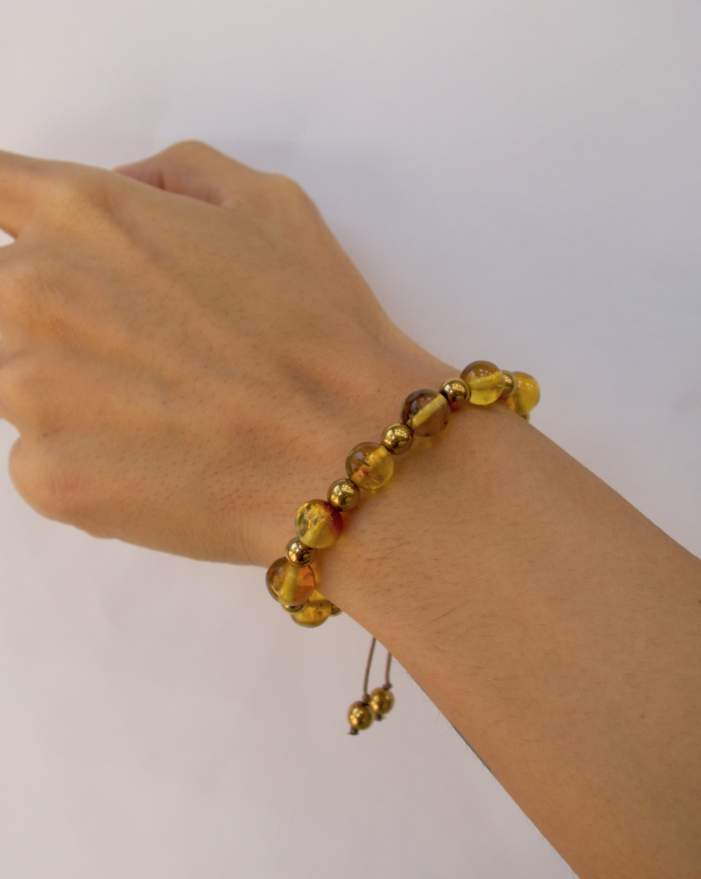 PULSERA DE AMBAR ESFERAS ESFERAS AJUSTABLE