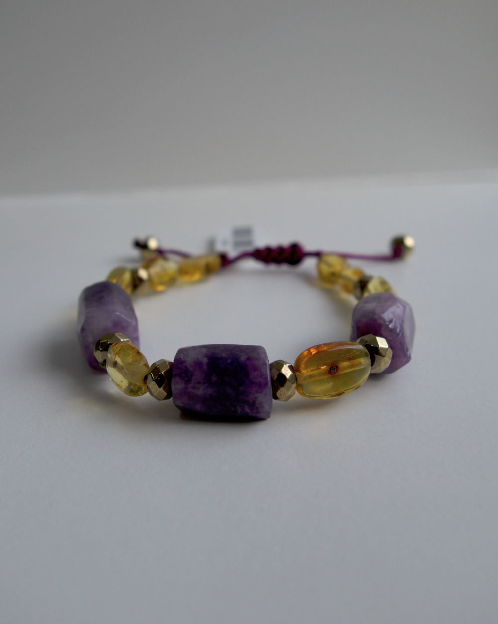 PULSERA AMBAR CON AMATISTA AJUSTABLE