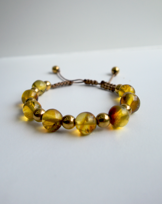 PULSERA DE AMBAR ESFERAS ESFERAS AJUSTABLE