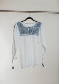 Blusa San Cristóbal Blanco Y Azul Gris