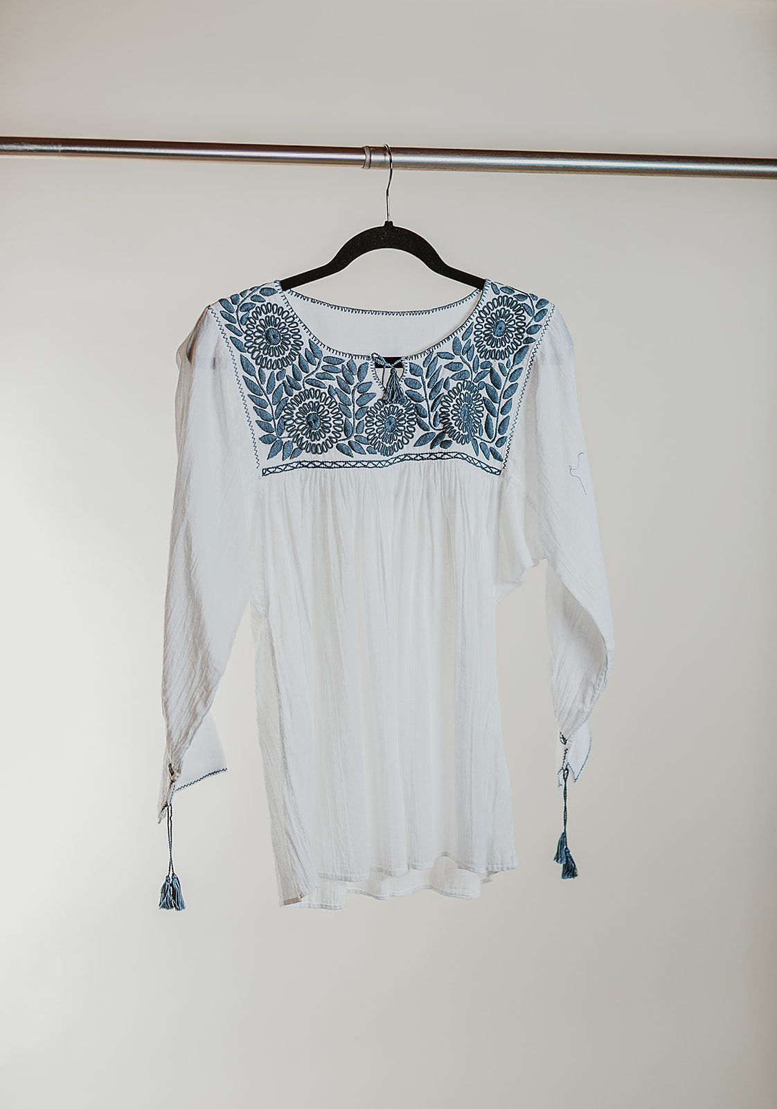 Blusa San Cristóbal Blanco Y Azul Gris