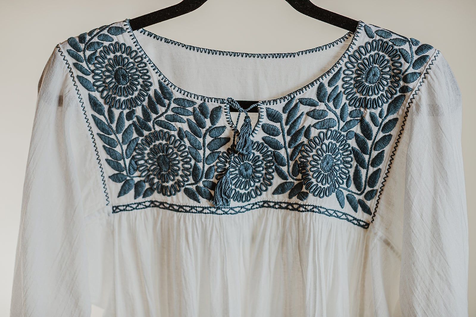 Blusa San Cristóbal Blanco Y Azul Gris