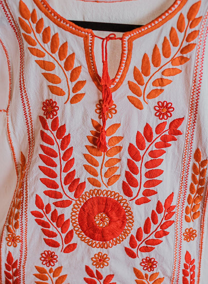 Blusa San Cristóbal Blanco Y Naranja