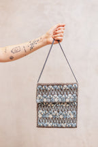Bolsa Clásica Lana Grande En Gris Y Azul