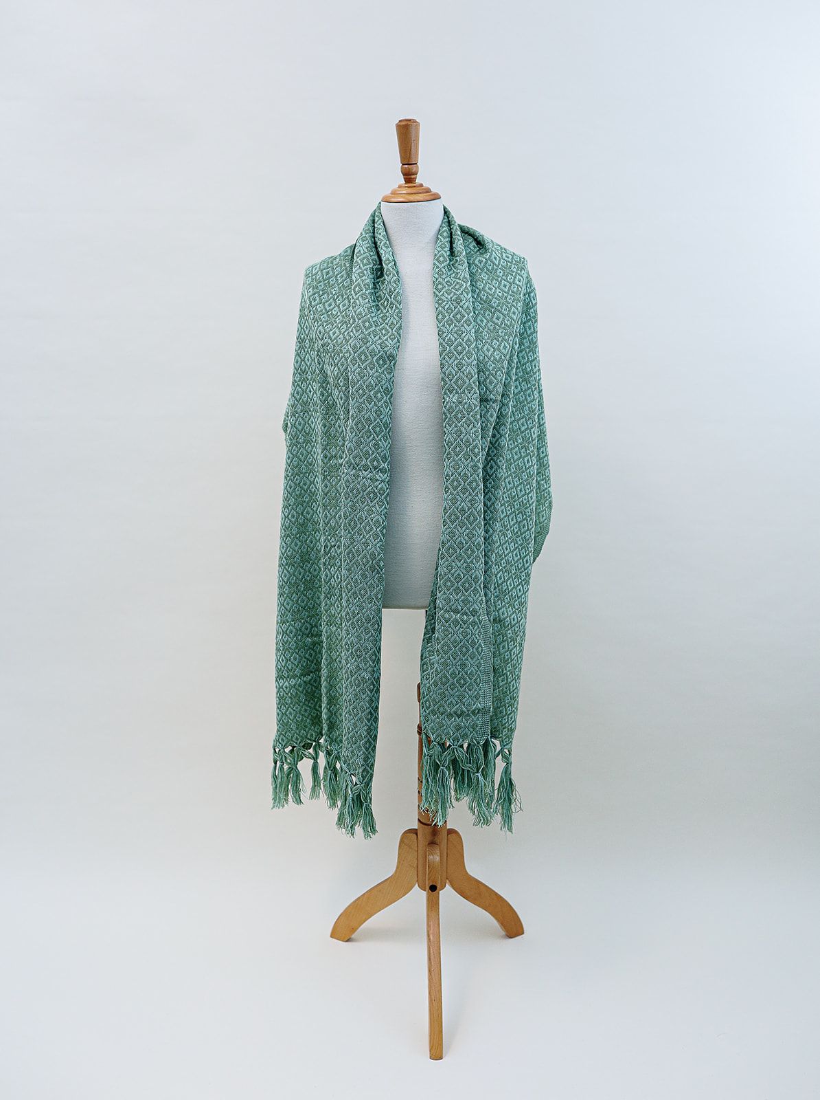 Rebozo Tradicional Verde Con Rombos
