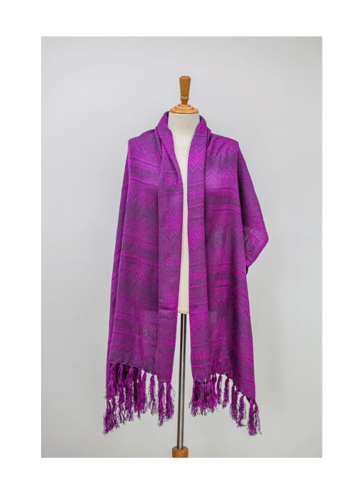 Rebozo Tradicional En Morado Zigzag